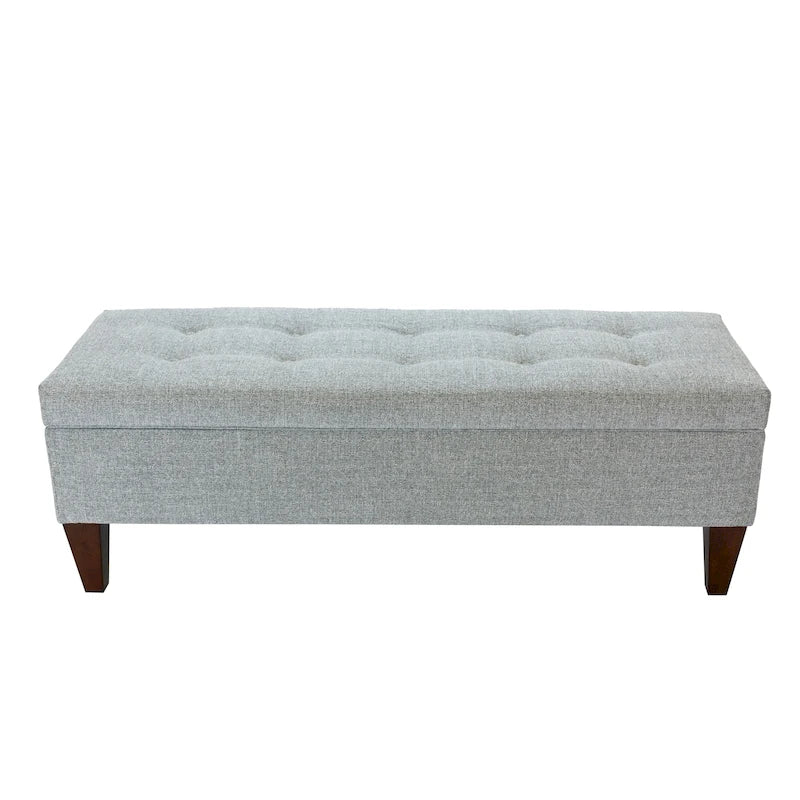 Banc de rangement long capitonné en tissu et bois Brooke NOVA