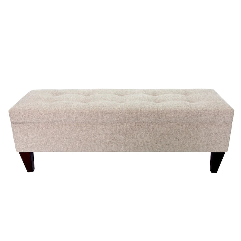 Banc de rangement long capitonné en tissu et bois Brooke NOVA