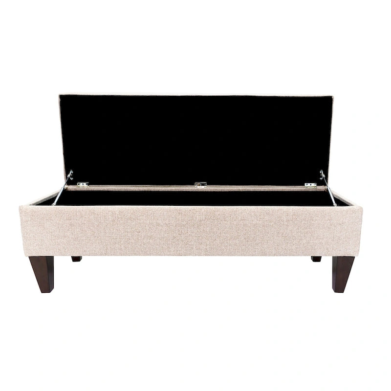 Banc de rangement long capitonné en tissu et bois Brooke NOVA