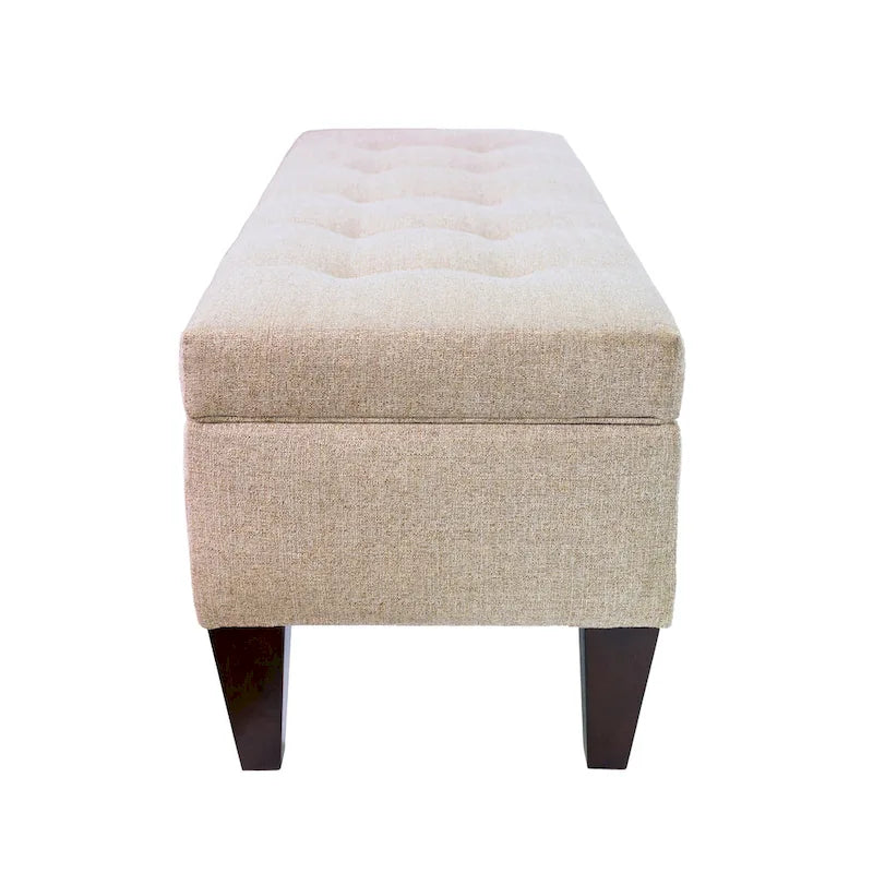 Banc de rangement long capitonné en tissu et bois Brooke NOVA