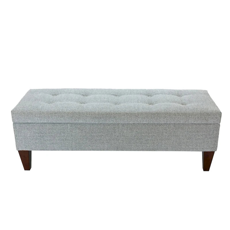 Banc de rangement long capitonné en tissu et bois Brooke NOVA