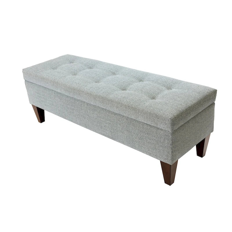 Banc de rangement long capitonné en tissu et bois Brooke NOVA