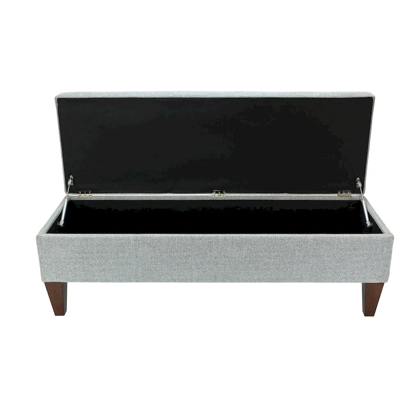 Banc de rangement long capitonné en tissu et bois Brooke NOVA