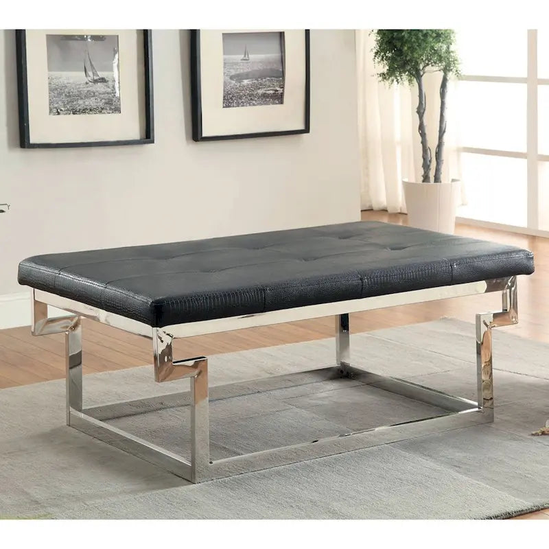 Banc d'appoint capitonné contemporain en métal Jiva de Furniture of America