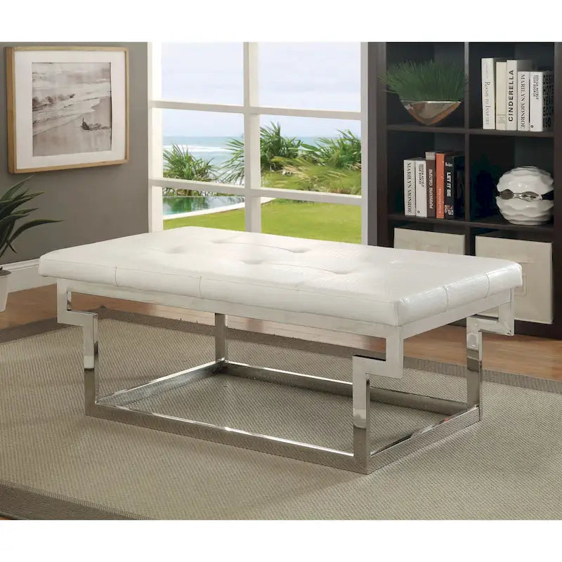 Banc d'appoint capitonné contemporain en métal Jiva de Furniture of America