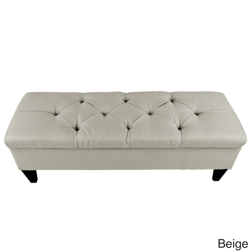 Banc de rangement ottoman long rembourré capitonné Brooke Diamond
