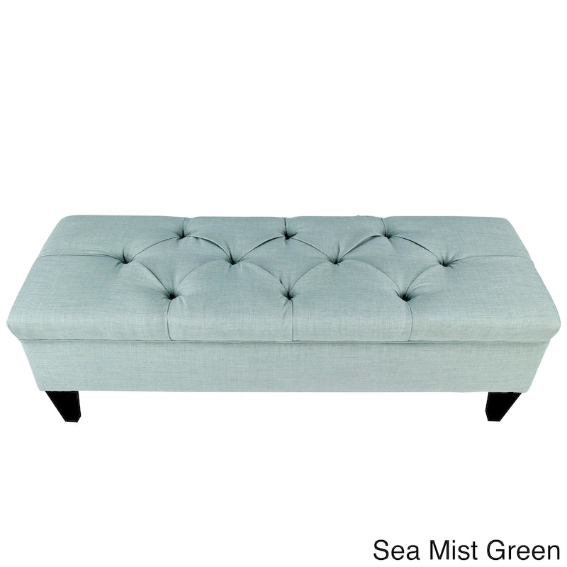 Banc de rangement ottoman long rembourré capitonné Brooke Diamond