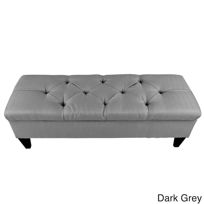 Banc de rangement ottoman long rembourré capitonné Brooke Diamond