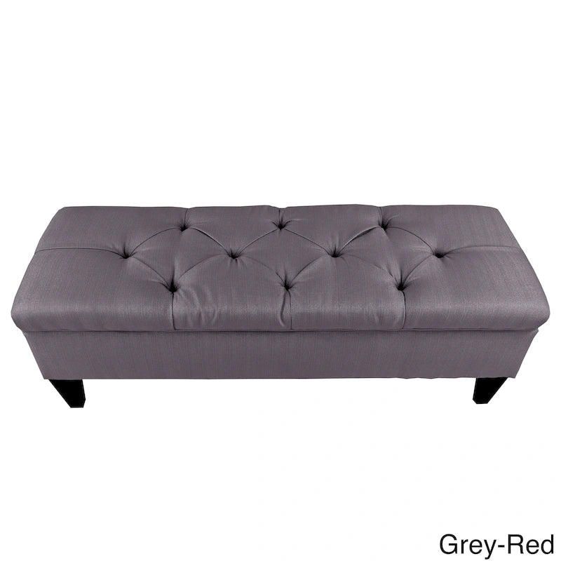 Banc de rangement ottoman long rembourré capitonné Brooke Diamond