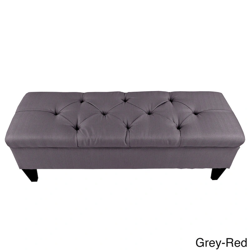 Banc de rangement ottoman long rembourré capitonné Brooke Diamond