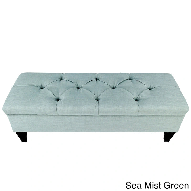 Banc de rangement ottoman long rembourré capitonné Brooke Diamond