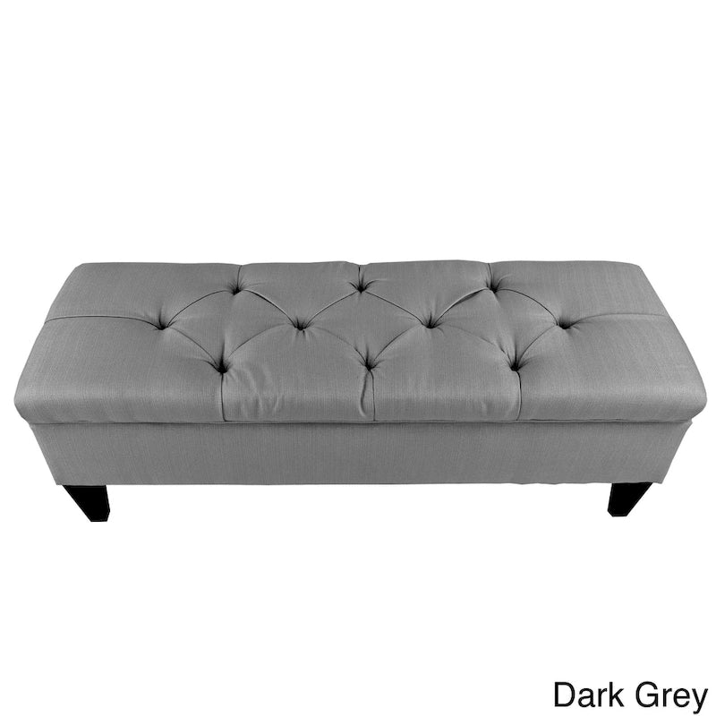 Banc de rangement ottoman long rembourré capitonné Brooke Diamond
