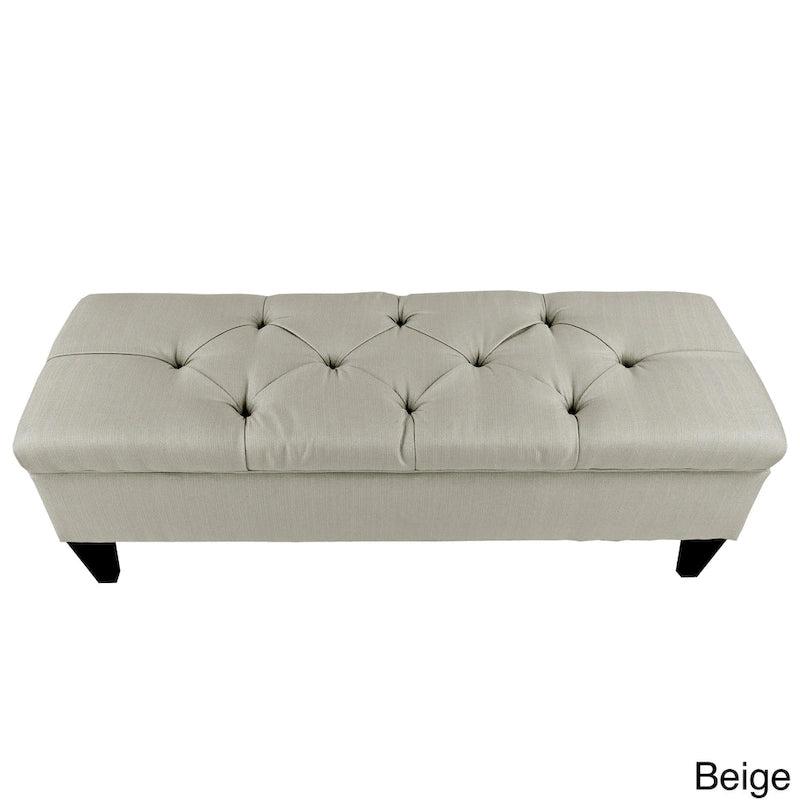 Banc de rangement ottoman long rembourré capitonné Brooke Diamond