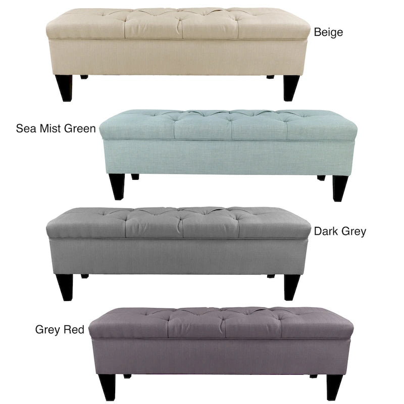 Banc de rangement ottoman long rembourré capitonné Brooke Diamond