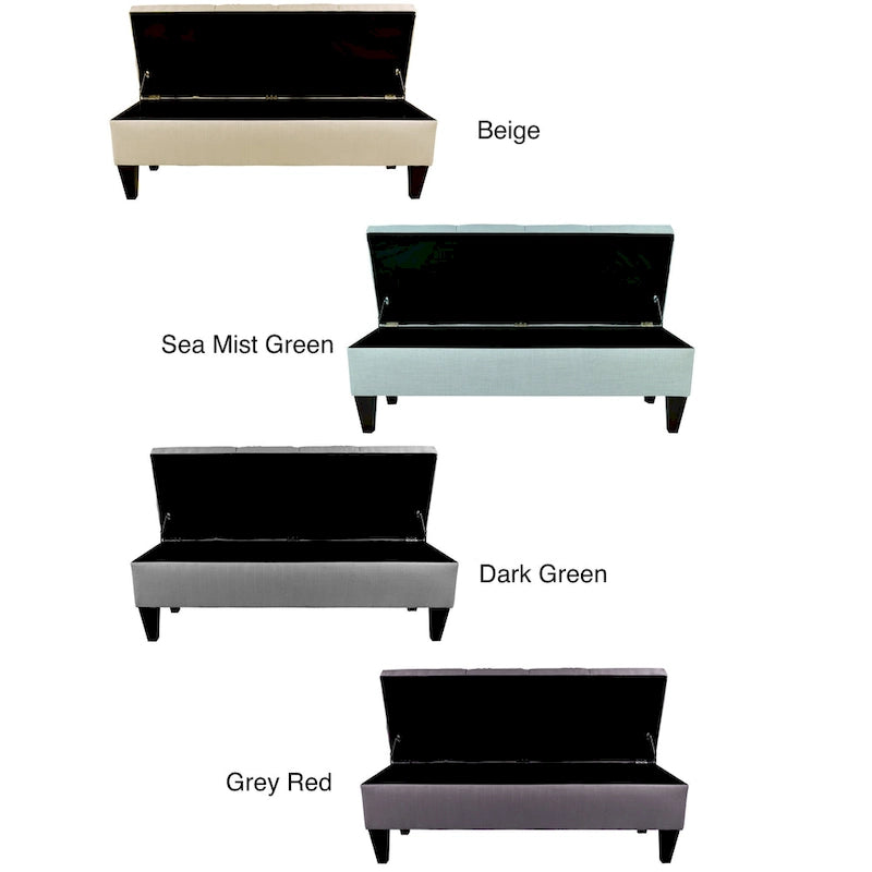 Banc de rangement ottoman long rembourré capitonné Brooke Diamond