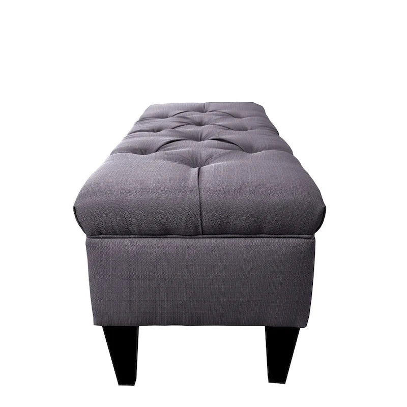 Banc de rangement ottoman long rembourré capitonné Brooke Diamond