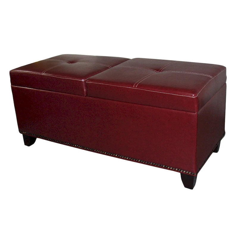 Banc de rangement en similicuir de 15 pouces avec couvercle relevable et plateau de table
