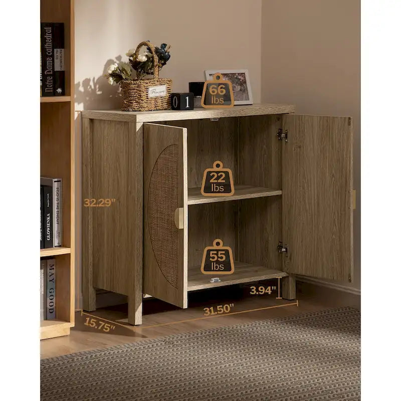 Meuble de rangement buffet en rotin SICOTAS