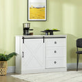 HOMCOM Meuble de bar de style fermier, buffet de cuisine, armoire de rangement avec porte coulissante de grange et 3 tiroirs, gris foncé
