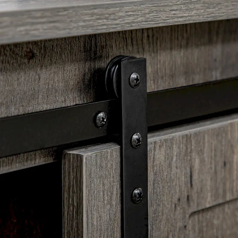 HOMCOM Meuble de bar de style fermier, buffet de cuisine, armoire de rangement avec porte coulissante de grange et 3 tiroirs, gris foncé