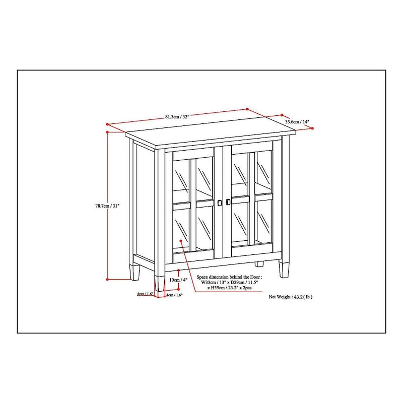 WYNDENHALL Norfolk ARMOIRE BASSE TRANSITIONNELLE EN BOIS MASSIF de 81 cm de large - 81 cm (L) x 36 cm (P) x 79 cm (H)