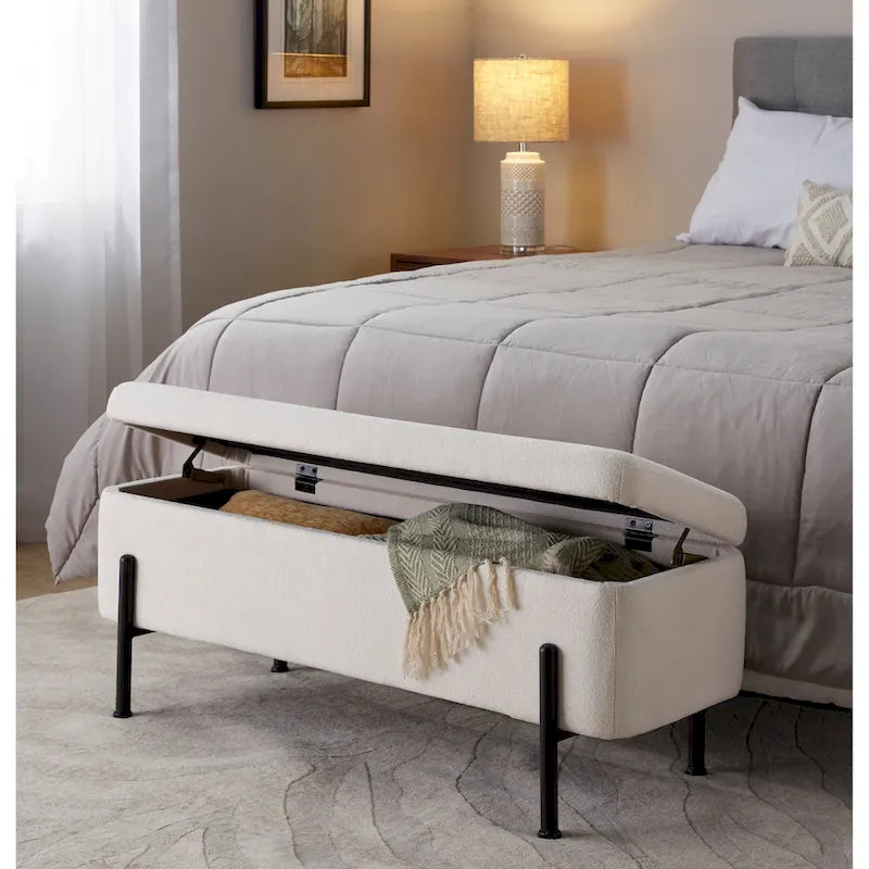 Banc de rangement Galotti Silver Orchid avec couvercle à charnière