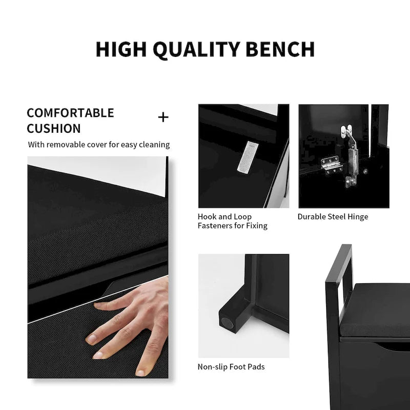 Banc de rangement pour chaussures en bois, banc à chaussures pour entrée, chambre, salon