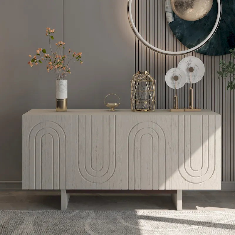 Buffet de rangement d'appoint moderne à 4 portes Clihome 63