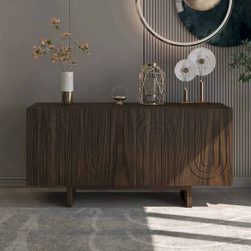 Buffet de rangement d'appoint moderne à 4 portes Clihome 63