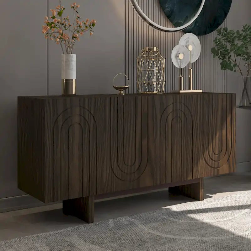 Buffet de rangement d'appoint moderne à 4 portes Clihome 63