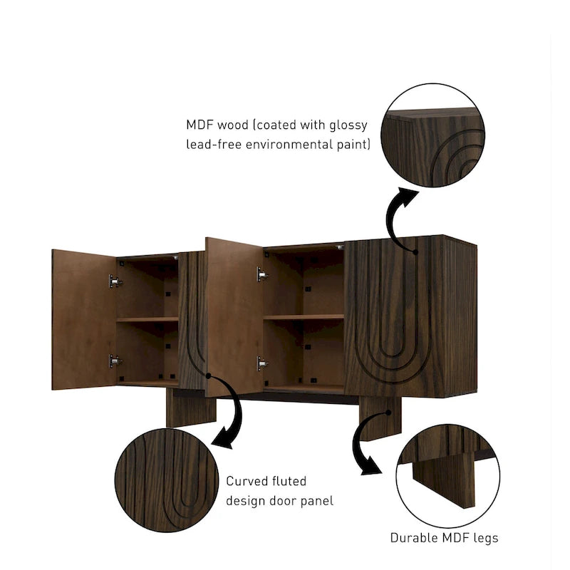 Buffet de rangement d'appoint moderne à 4 portes Clihome 63