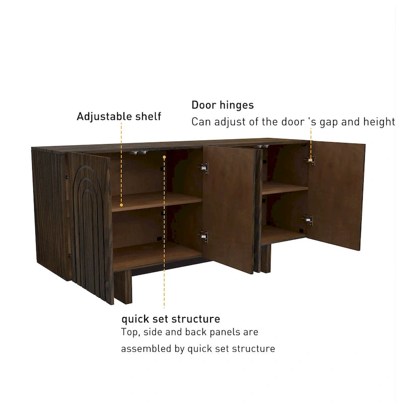 Buffet de rangement d'appoint moderne à 4 portes Clihome 63