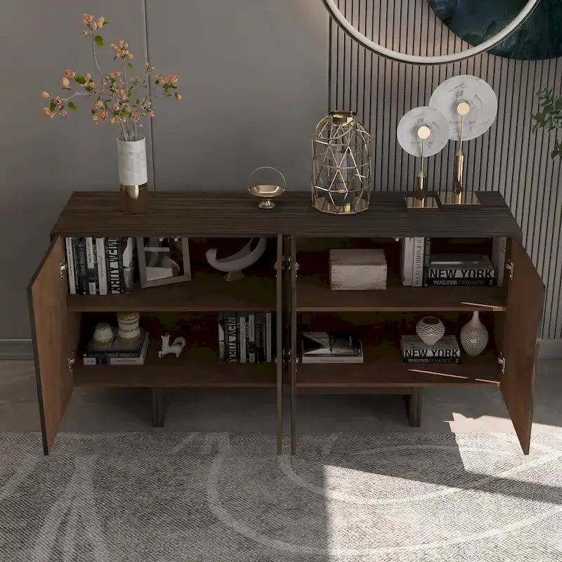 Buffet de rangement d'appoint moderne à 4 portes Clihome 63