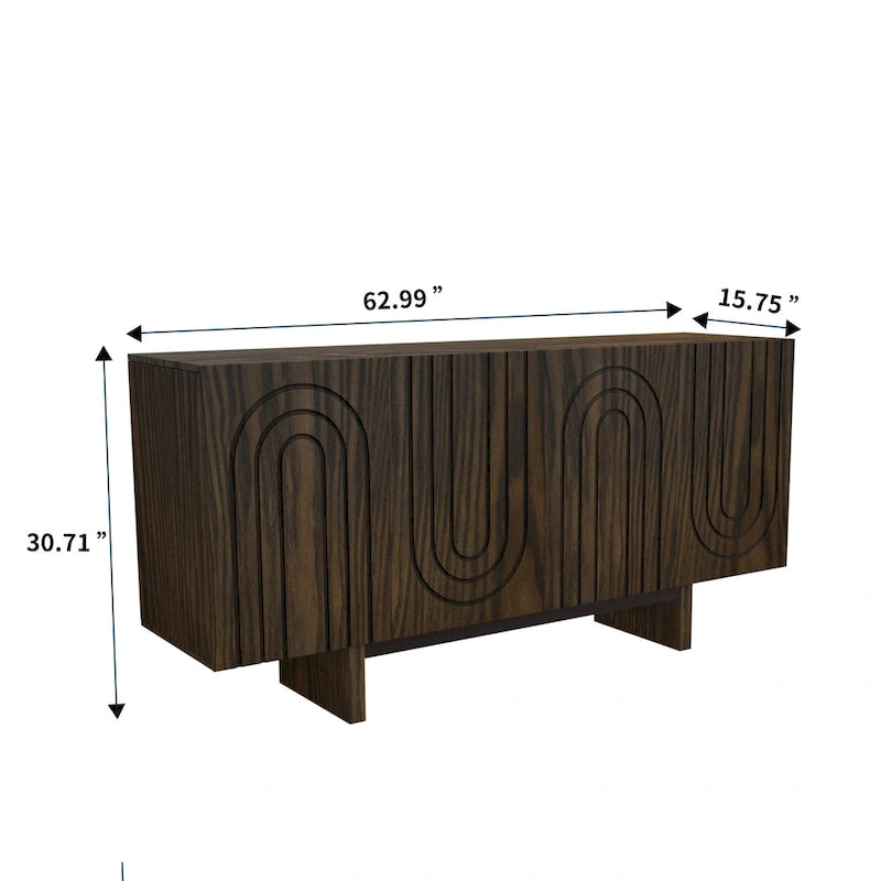 Buffet de rangement d'appoint moderne à 4 portes Clihome 63