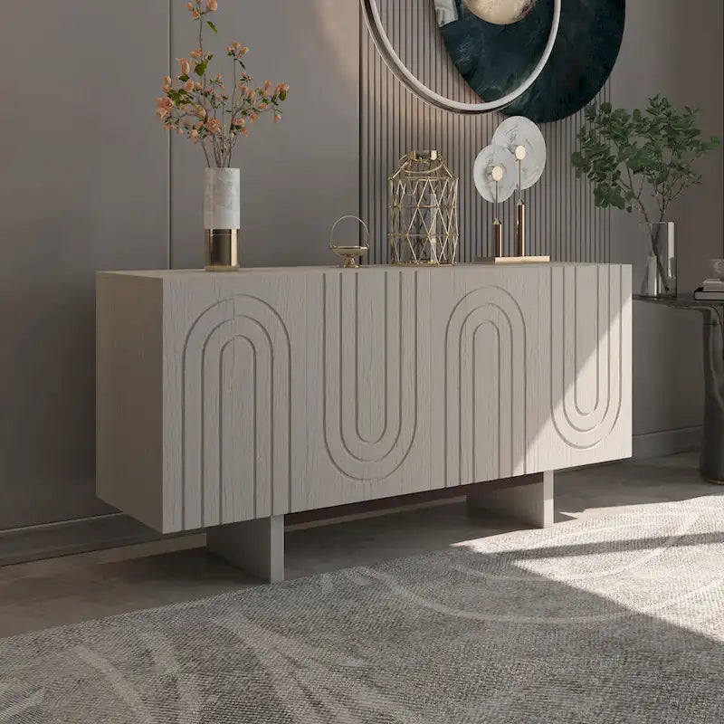 Buffet de rangement d'appoint moderne à 4 portes Clihome 63