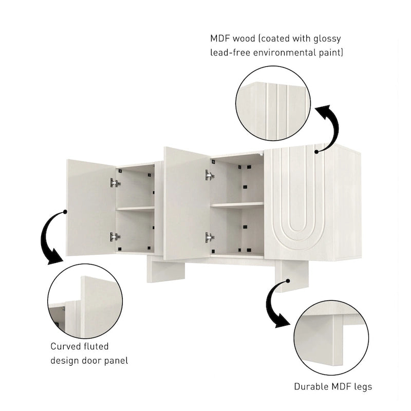 Buffet de rangement d'appoint moderne à 4 portes Clihome 63