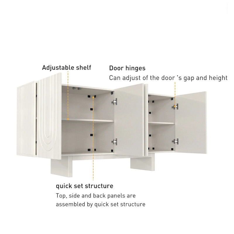 Buffet de rangement d'appoint moderne à 4 portes Clihome 63