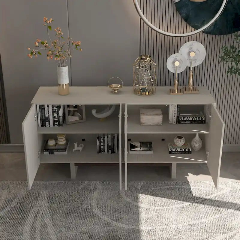 Buffet de rangement d'appoint moderne à 4 portes Clihome 63