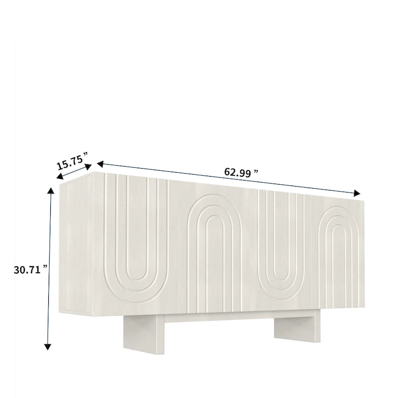 Buffet de rangement d'appoint moderne à 4 portes Clihome 63