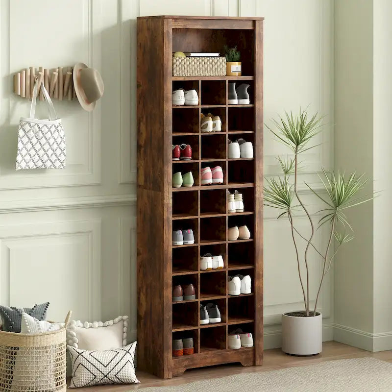 Meuble console élégant à 30 casiers à chaussures
