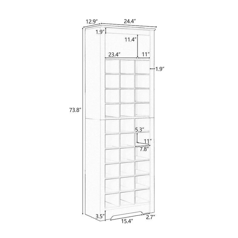 Meuble console élégant à 30 casiers à chaussures