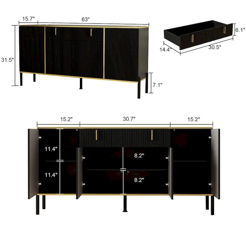 Buffet de cuisine Timechee, table d'appoint, meuble d'entrée d'appoint avec rangement
