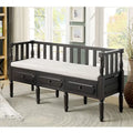 Banc de rangement Kram Farmhouse avec 3 tiroirs rembourrés en tissu par Furniture of America