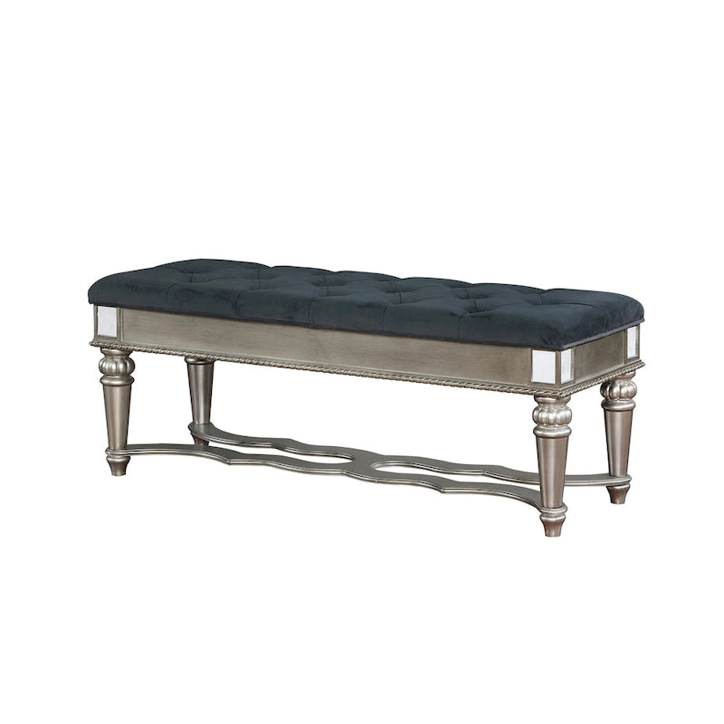 Banc d'appoint capitonné en tissu traditionnel Zeln par Furniture of America