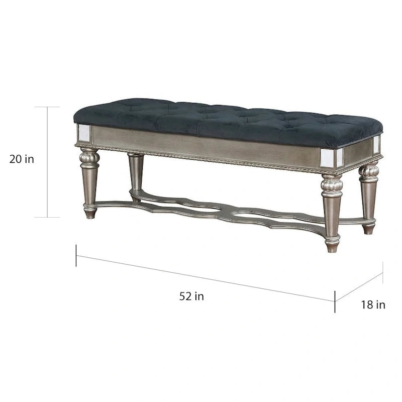 Banc d'appoint capitonné en tissu traditionnel Zeln par Furniture of America