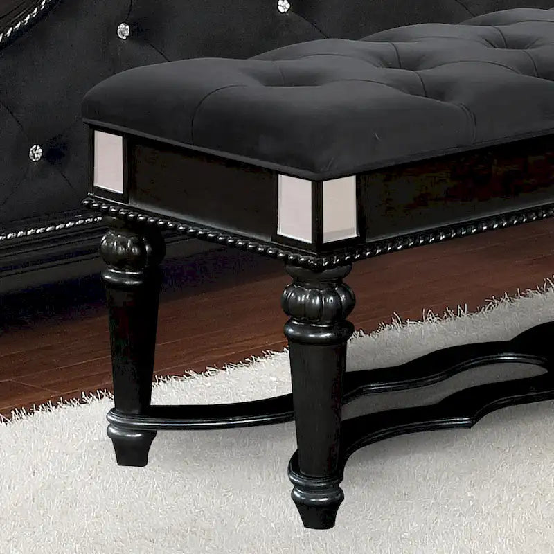 Banc d'appoint capitonné en tissu traditionnel Zeln par Furniture of America