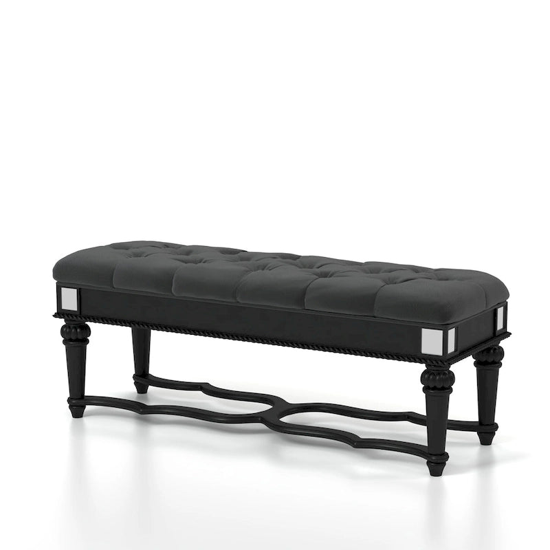 Banc d'appoint capitonné en tissu traditionnel Zeln par Furniture of America