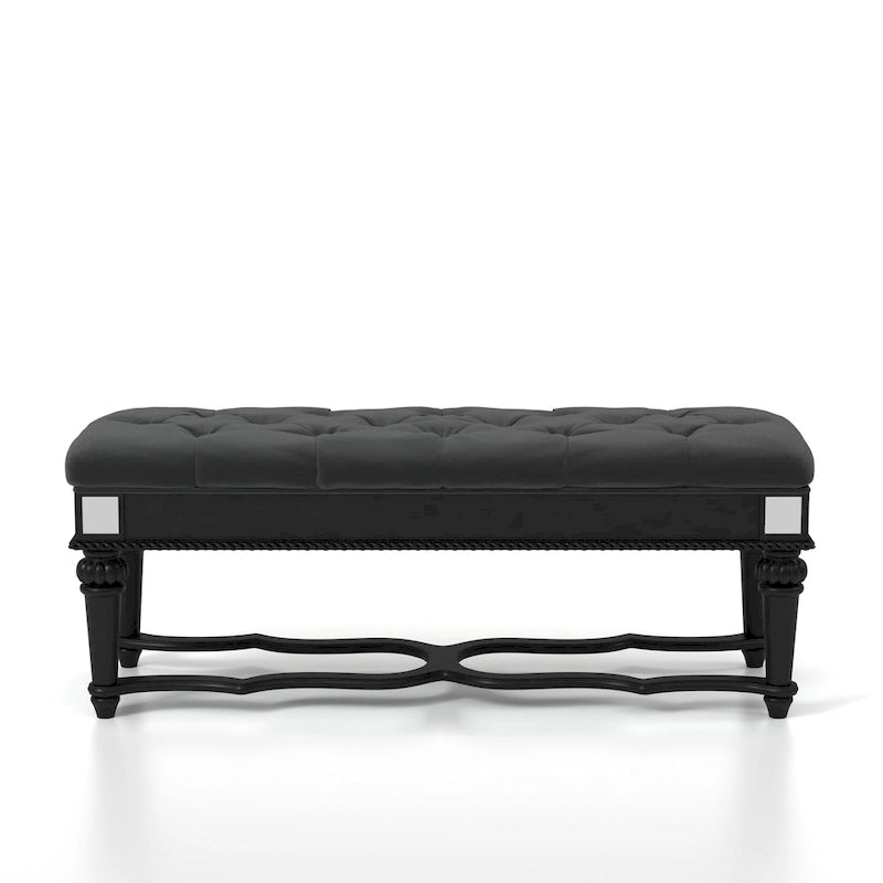 Banc d'appoint capitonné en tissu traditionnel Zeln par Furniture of America
