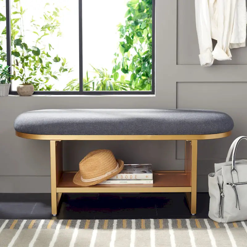 Banc Safavieh Mignon avec coussin et étagère ouverte - 42 L x 15 P x 18 H - 42Lx15Px18H