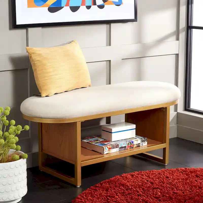 Banc Safavieh Mignon avec coussin et étagère ouverte - 42 L x 15 P x 18 H - 42Lx15Px18H